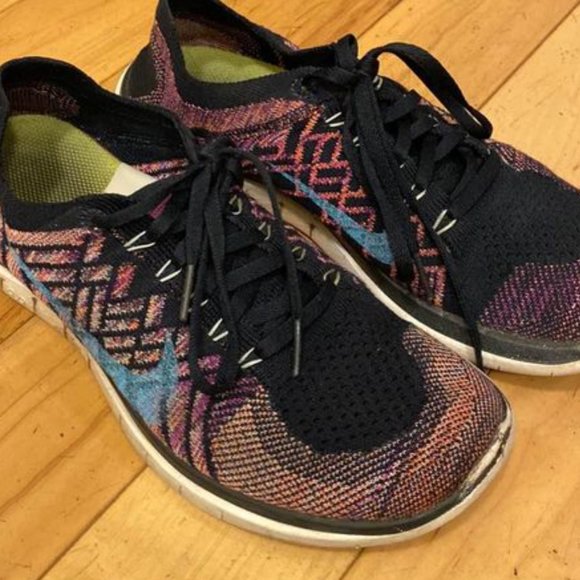 Nike Free 4.0 Flyknit Blue-purple sneakers sz 9 - Picture 1 of 4